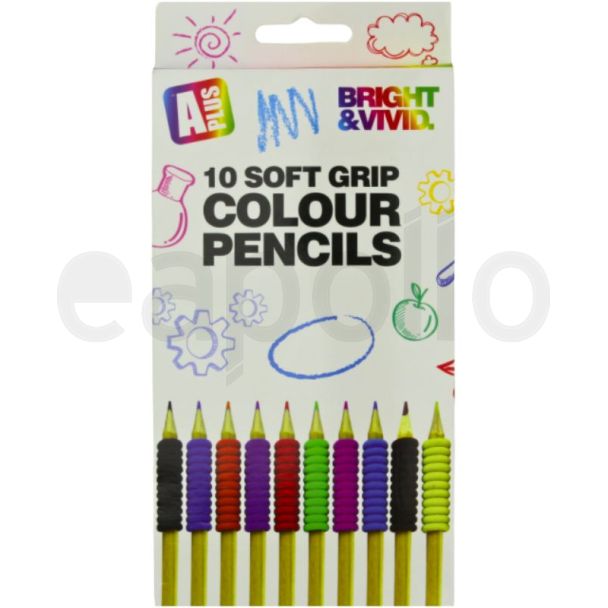 10pcs Colouring Pencils  with Grip Sleeve (18cm)