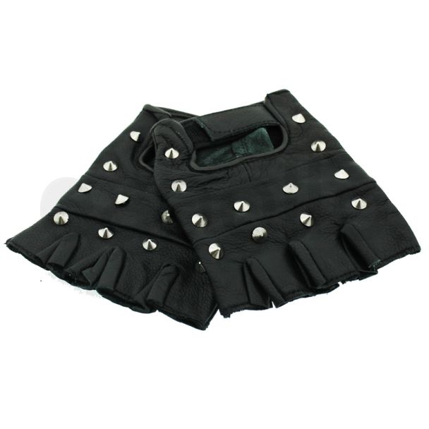 Conical Studded Fingerless Gloves - S