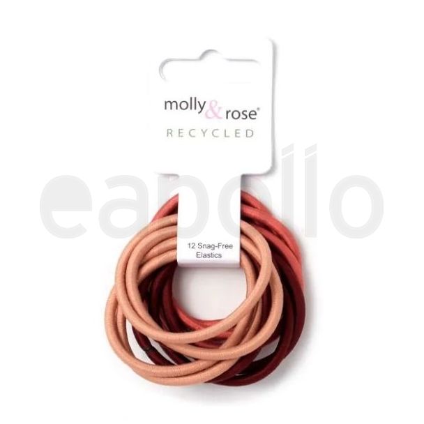 12pcs Assorted Snag Free Hair Elastics  - 4mm x 4.5cm