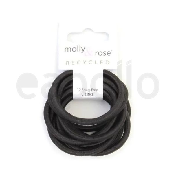12pcs Black Snag Free Hair Elastics Elastics - 4mm x 4.5cm