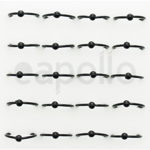 Sterling Silver Ball Design Nose Rings - Black (10mm)