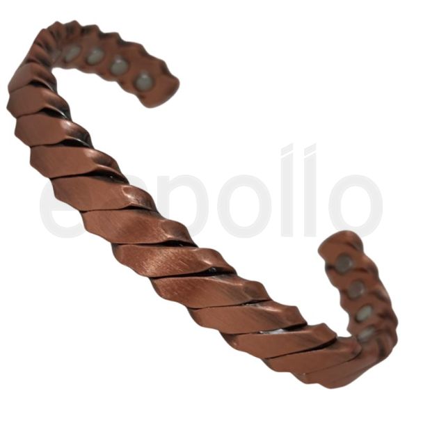 Magnetic Copper Bangle (12 Magnets) - Plaited Design  (One Size) 