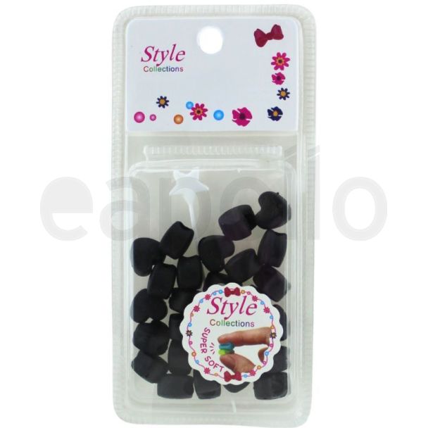 28pcs Heart-Shaped Black Silicon Hair Braiding Beads - 1cm x 1.5cm