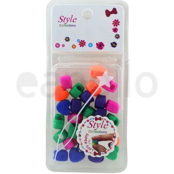 28pcs Heart-Shaped Multicolour Silicon Hair Braiding Beads - 1cm x 1.5cm