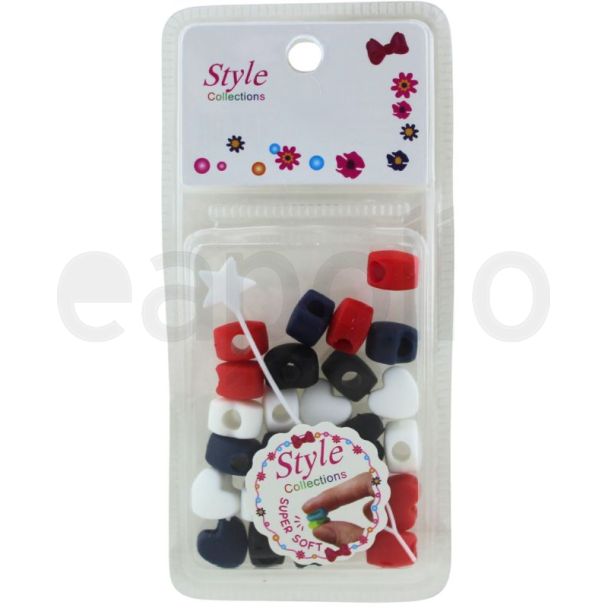 28pcs Heart-Shaped Silicon Hair Braiding Beads Multicolour - 1cm x 1.5cm