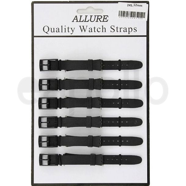 wholesale  Allure Rubber Watch Straps - Black - 12mm 