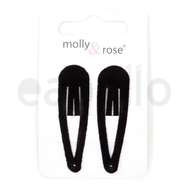 2pcs Black Velvet Covered Sleepies Hair Clips - 5cm