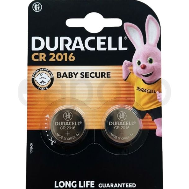2pcs Duracell CR2016 Lithium Batteries -3V (Exp-03/2036)