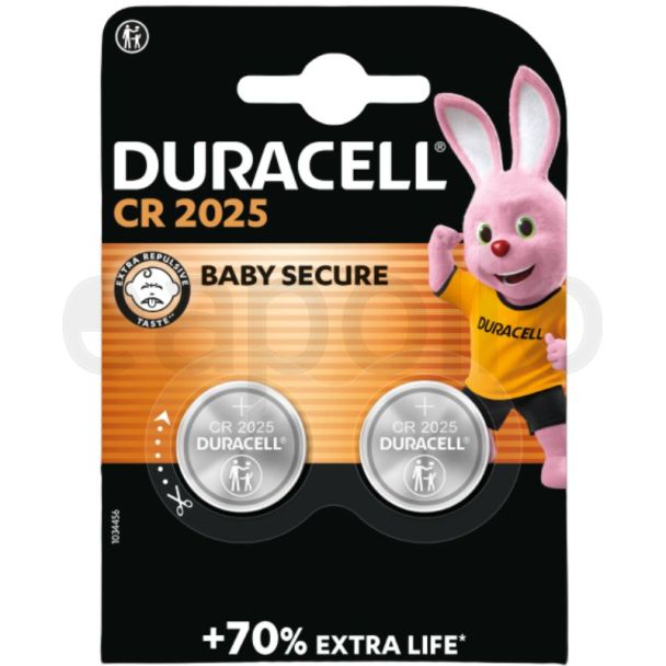 2pcs Duracell CR2025 Lithium Batteries -3V 