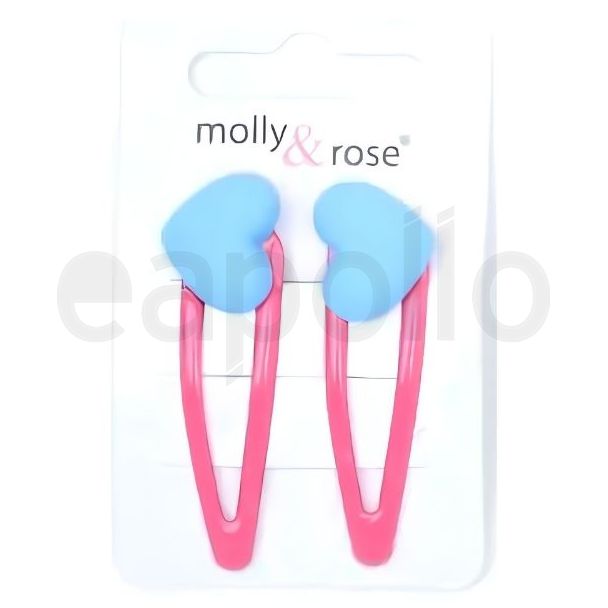 2pcs Matte Heart Design Epoxy Sleepies Hair Clips -  Assorted - 5cm