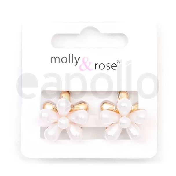 2pcs Pearl Bead Flower Mini Hair Clamps - 1.5cm