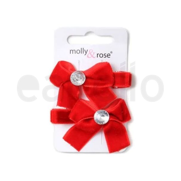 2pcs Red Velvet Hair Bows with Fork Clip