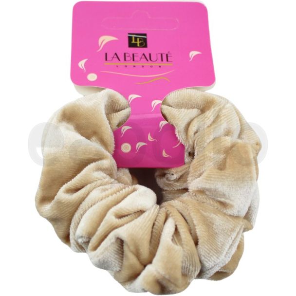 2pcs Velvet Hair Scrunchies Beige - 10cm