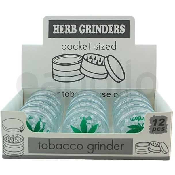 3-Part Pocket Size Tobacco Hand Muller with Leaf Design - (Clear)