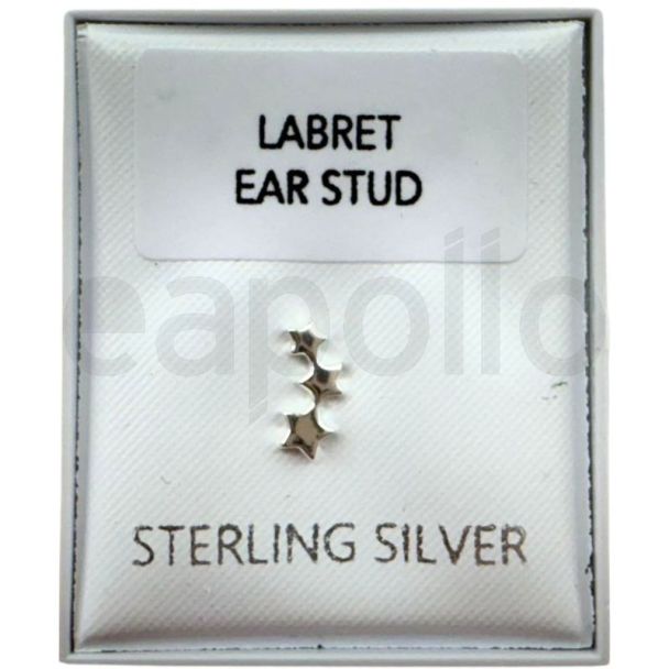 3 Star Design Labret Ear Studs - Externally Threaded 