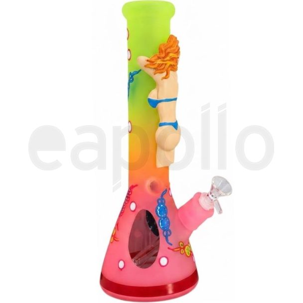 3D Ocean Beauty Design Glass Waterpipe - Assorted (13inch)