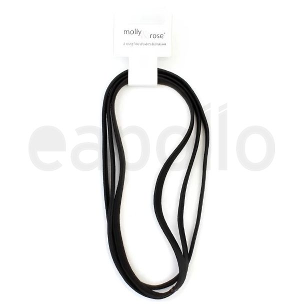 3pcs Black Long Stretch Hair Elastic Headbands with Ferrule - 1cm