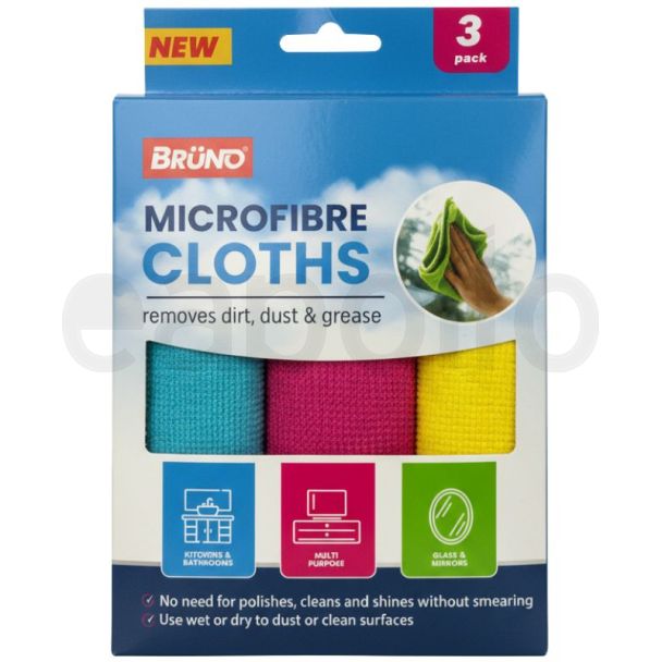 3pcs Bruno Microfibre Cloths Box - Assorted 