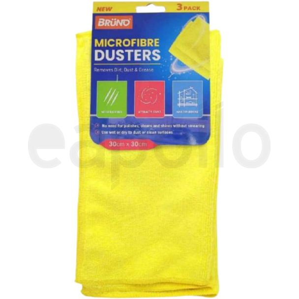 3pcs Bruno Microfibre Dusters - Yellow (30x30cm)