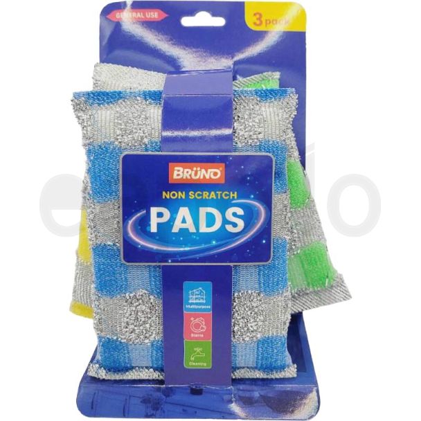 3pcs Bruno Non Scratch Scourer Pad - Assorted (13x8.5cm)