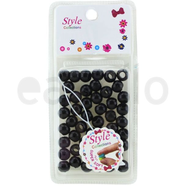 45pcs Marble Design Black Silicon Hair Braiding Beads - 1cm