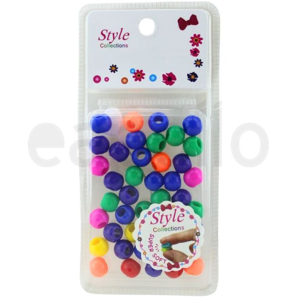 45pcs Marble Design Multicolour Silicon Hair Braiding Beads - 1cm