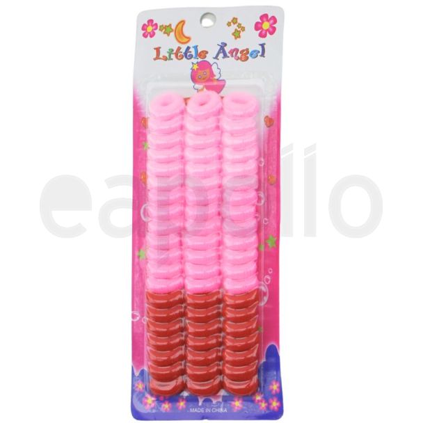 45pcs Spiral Ponytail Hair Elastics - Pink & Red Assorted - 2cm x 5mm
