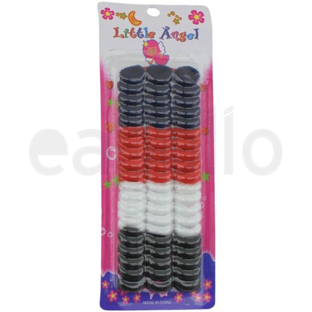 45pcs Spiral Ponytail Hair Elastics - Blue, Red, White & Black Assorted - 2cm x 5mm