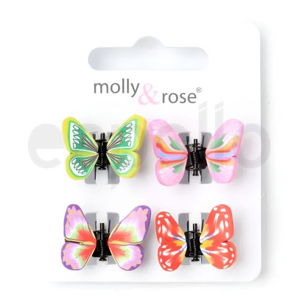 4pcs Butterfly Mini Hair Clamps - Assorted - 1cm