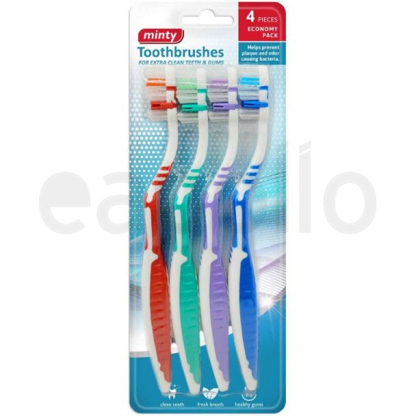 4pcs Minty Toothbrushes - Assorted Colours