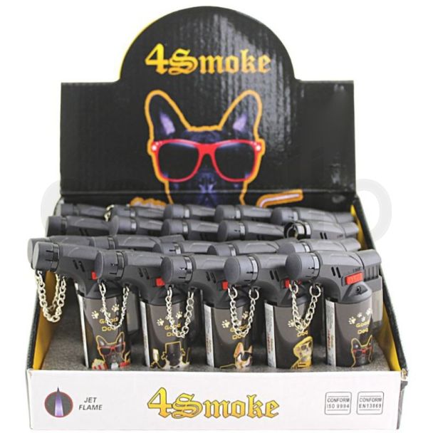 4SMK Dog Design Jet Flame Lighters - Assorted