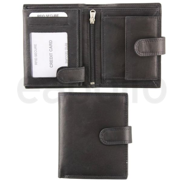 Wholesale Men's Leather RFID Wallet- Black 