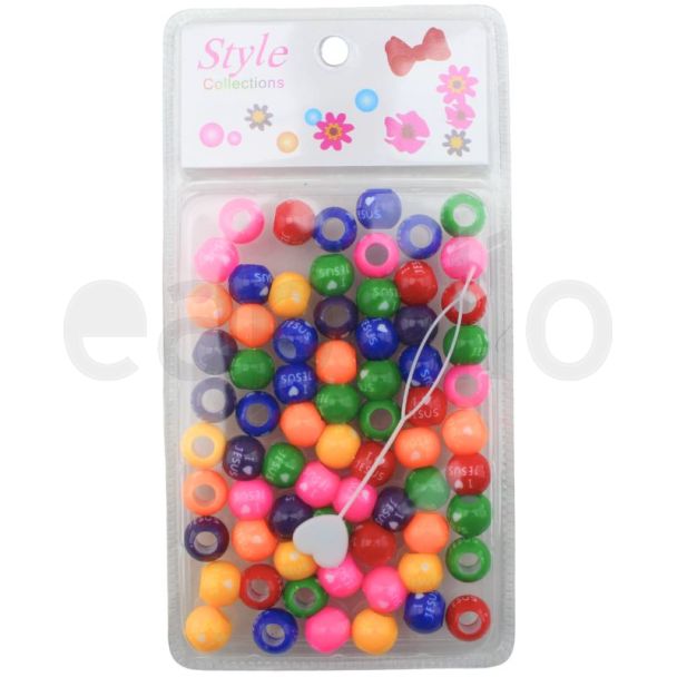 61pcs "I Love Jesus" Letter Hair Beads - Assorted Colours