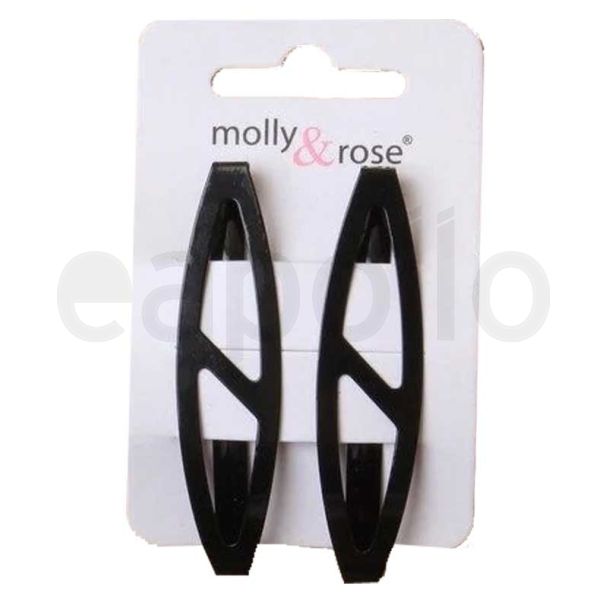 Wholesale Gilt Slash Barrette Hair Clip - Black
