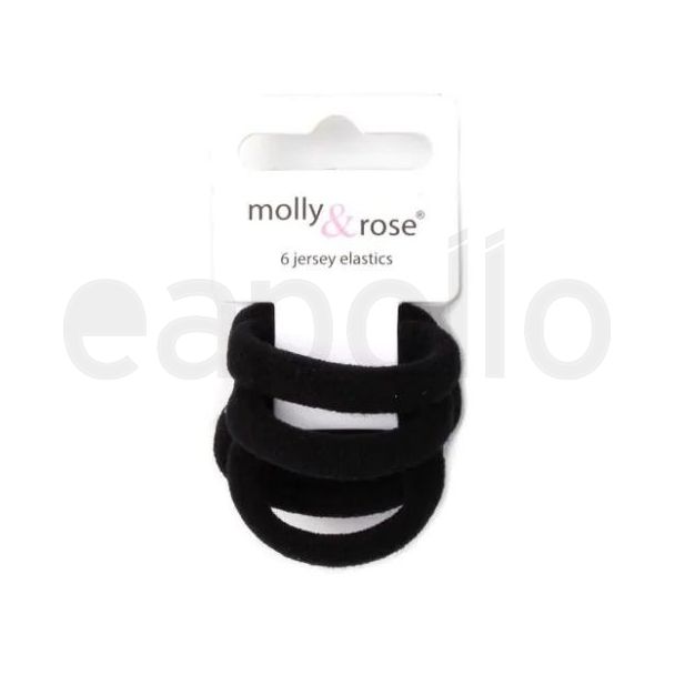 6pcs Black Small Jersey Hair Elastics - 7mm x 3cm