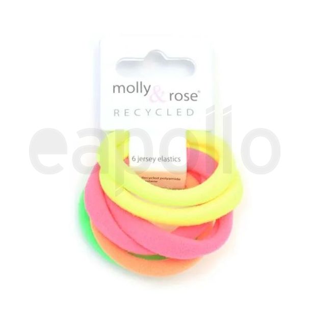 6pcs Neon Jersey Hair Elastics Ponios - 8mm x 4cm