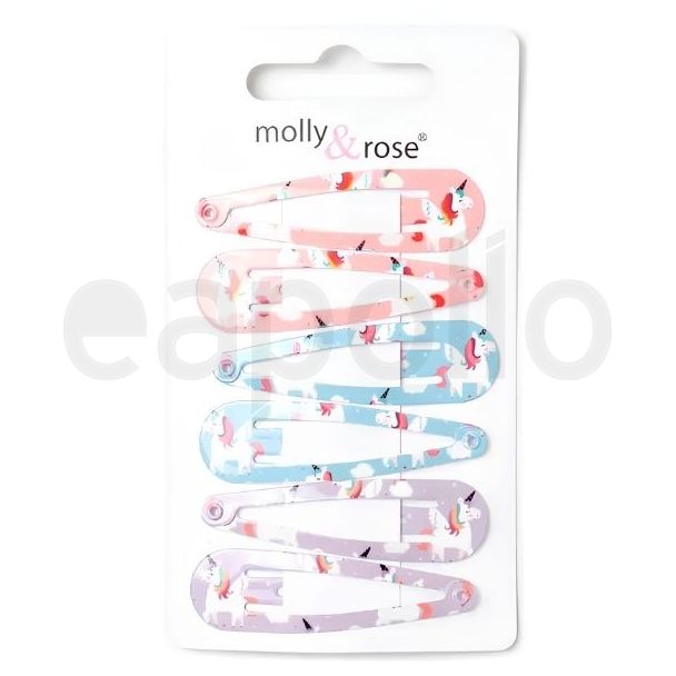 6pcs Unicorn Print Sleepies Snap Hair Clips - 5cm