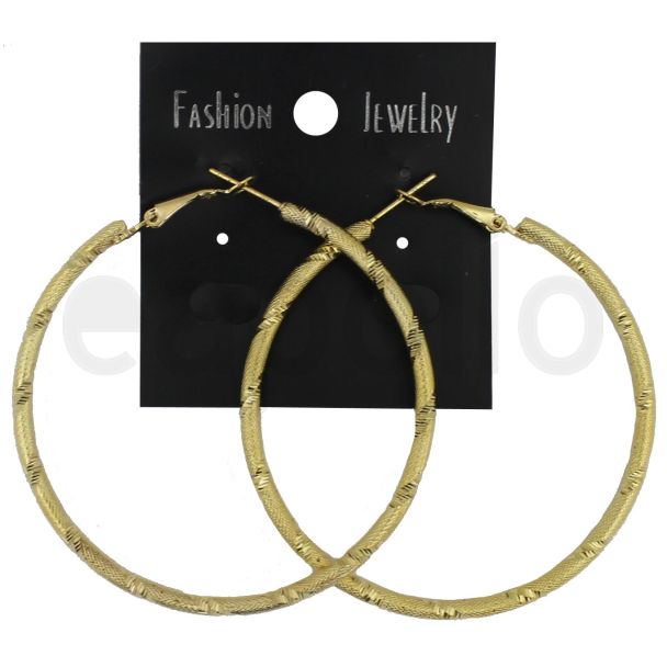 Gold Pattern Hoop Earrings - 6cm