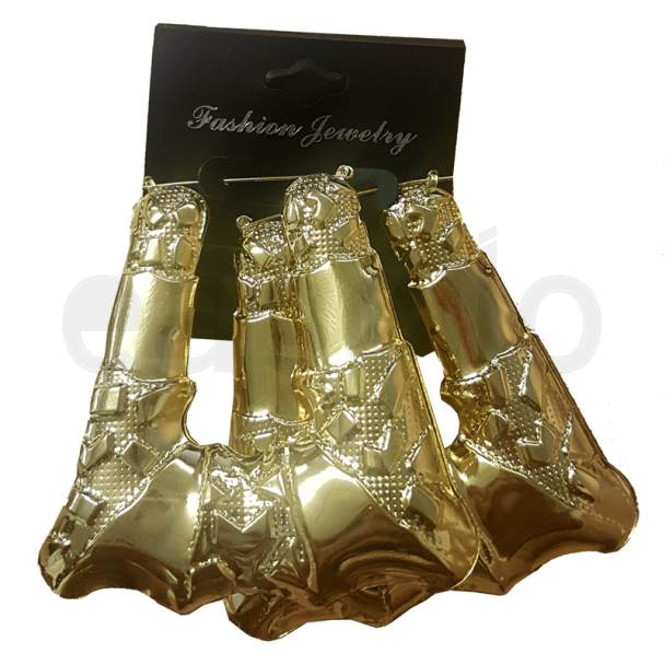 Gold Horseshoe Bamboo Hoop Earrings - 7cm