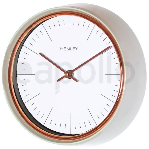 Henley Metal Wall Clock - Green/Rose Gold - 25cm