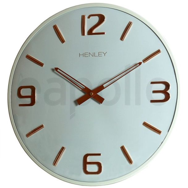 Henley Modern Wall Clock - Blue/Rose Gold - 40cm