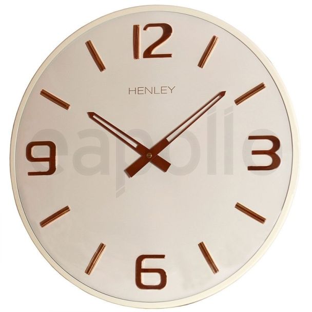 Henley Modern Wall Clock - Cream/Rose Gold - 40cm