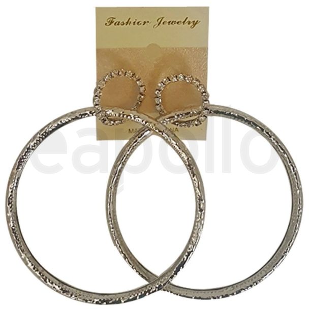 Silver Dangle Ring Hoop Earrings - 8cm
