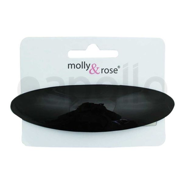 Black Curved Oval Barrette Clip -  9cm