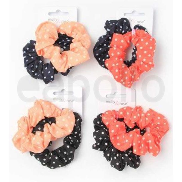 Wholesale Polka Dot Fabric Scrunchies- Assorted Colours