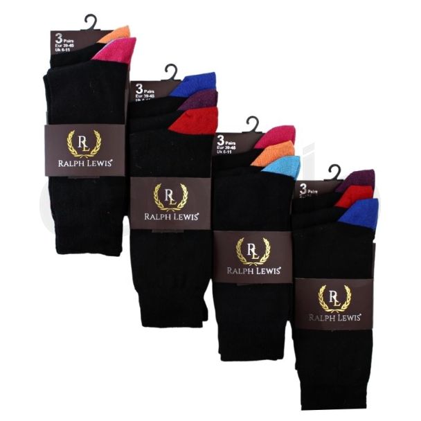 Men’s Colour Toe & Heel Socks - Ralph Lewis (3 Pair Pack) - Asst.