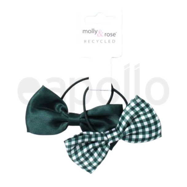  Bottle Green Bow With Elastic (8.5cm) - Assorted
