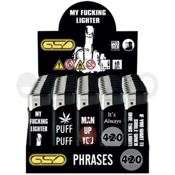 GSD Refillable Electronic Lighters - Phrases (Assorted)