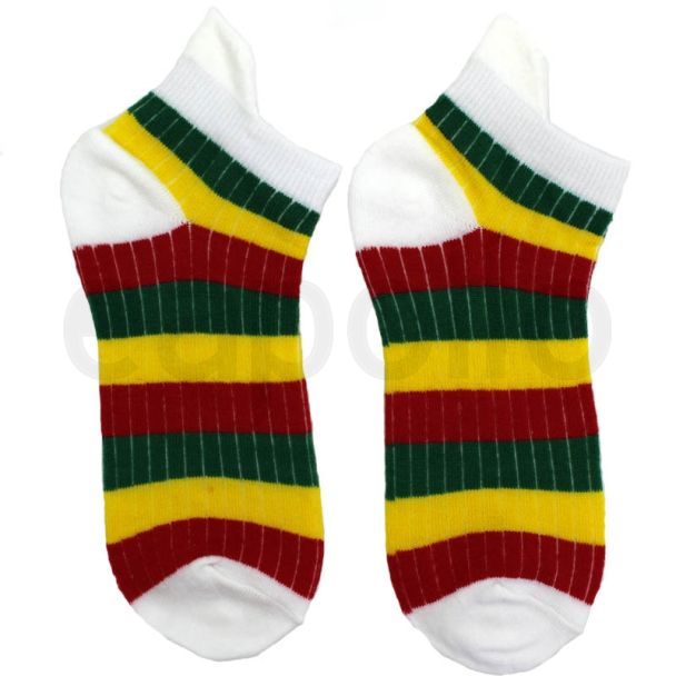 Wholesale Rasta Striped Colour Socks - White 