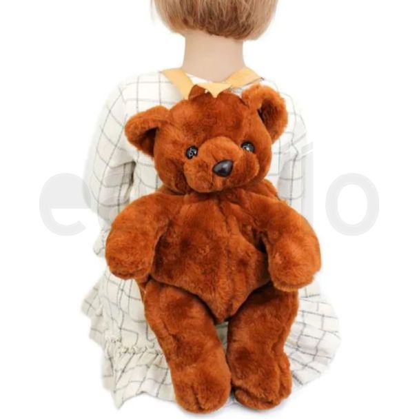 Teddy Bear Back Pack With Top Loop And Adjustable Straps - Brown